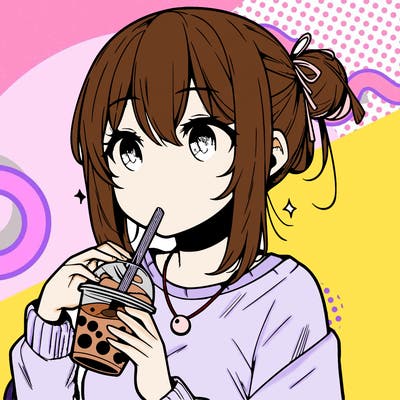 manga character drinking boba