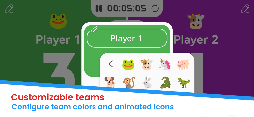 Customizable team icons and colors in the Scoreboard app