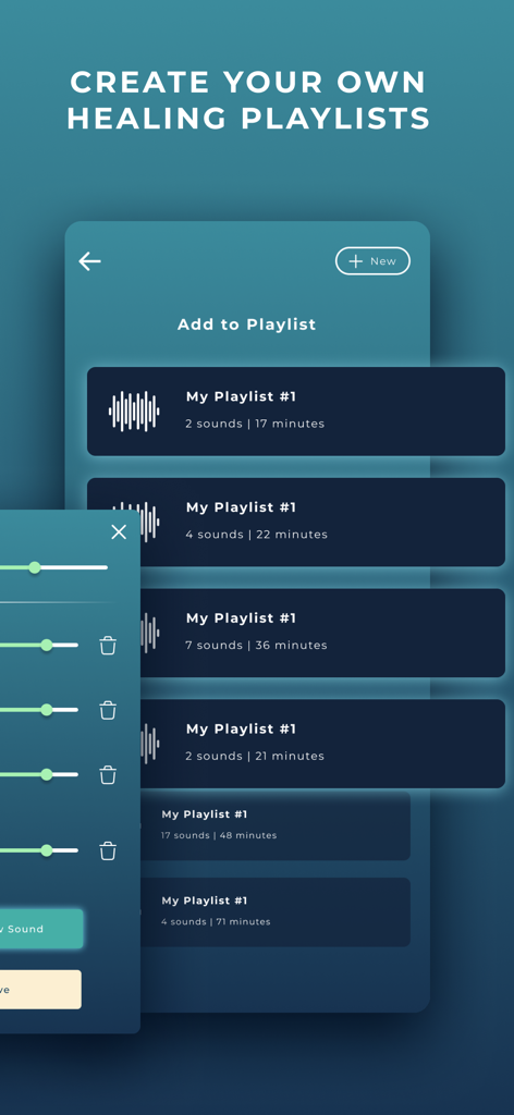 Healing Sounds- Sound Therapy - Interface for creating and managing custom sound therapy playlists
