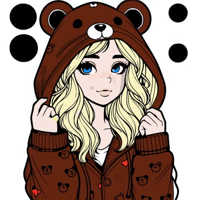 realistic girl in a animal pjs hoodie
