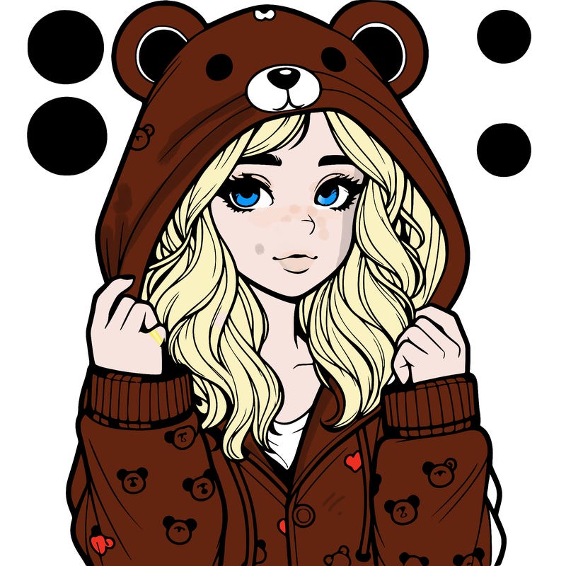 realistic girl in a animal pjs hoodie