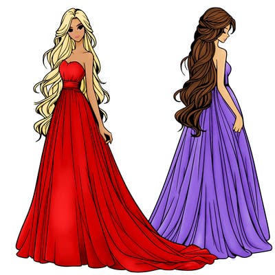 realistic woman with long flowing dress