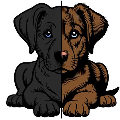 realistic dog split picture