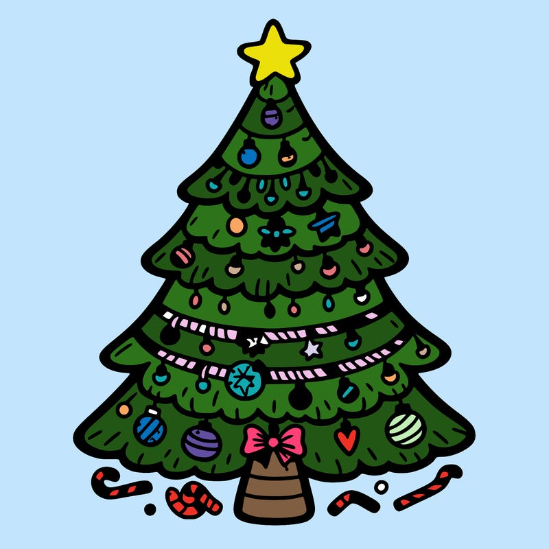 christmas tree with lots of details