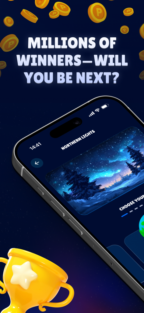 Plinko Real Casino Game - Smartphone displaying the Northern Lights theme in Plinko Real Casino Game