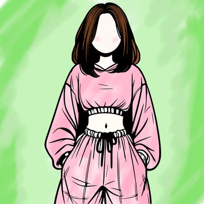 realistic girl faceless with baggy pants and a crop top