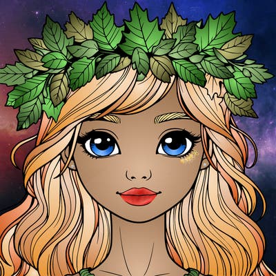 realistic girl with fall leaf crown