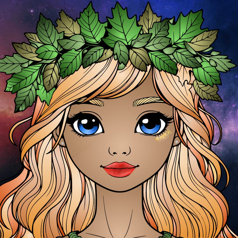 realistic girl with fall leaf crown