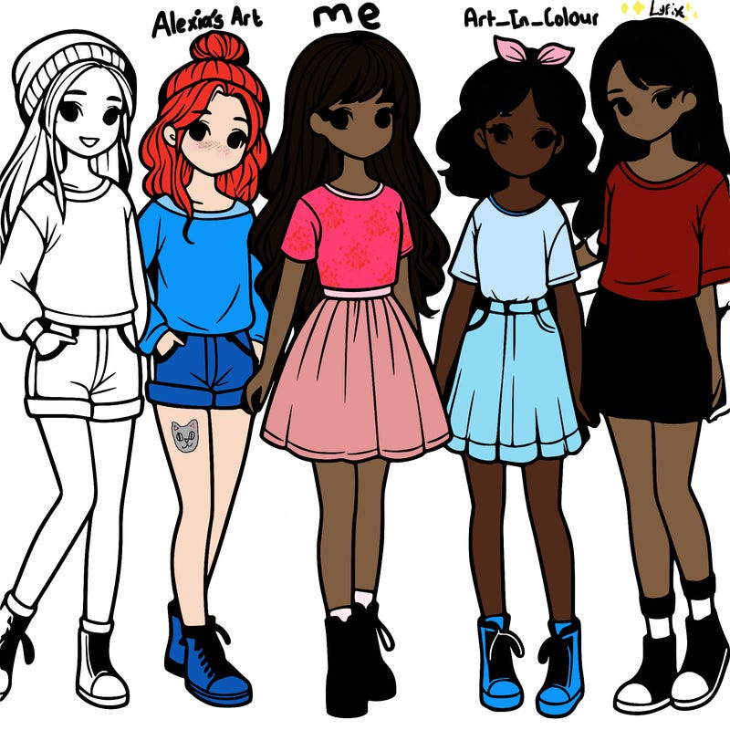 a group of five girls