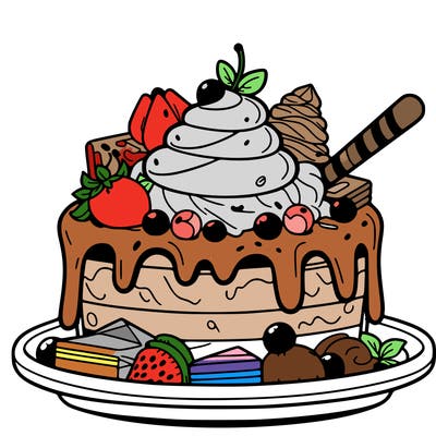 dessert with many toppings