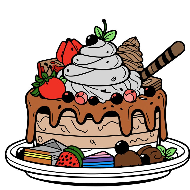 dessert with many toppings