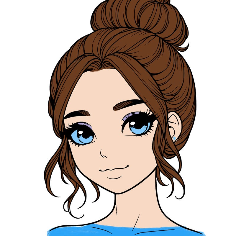 realistic pretty girl with hair in bun
