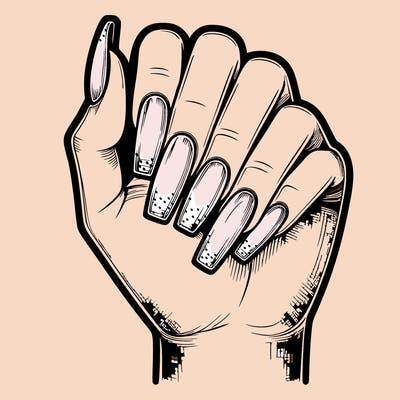 realistic hand with square nails