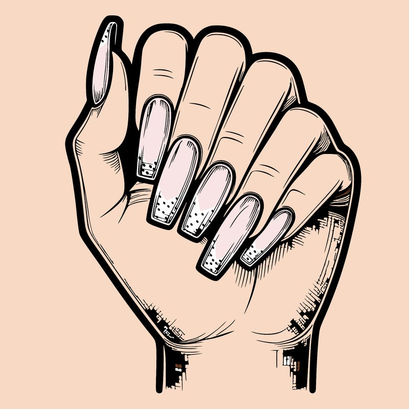 realistic hand with square nails