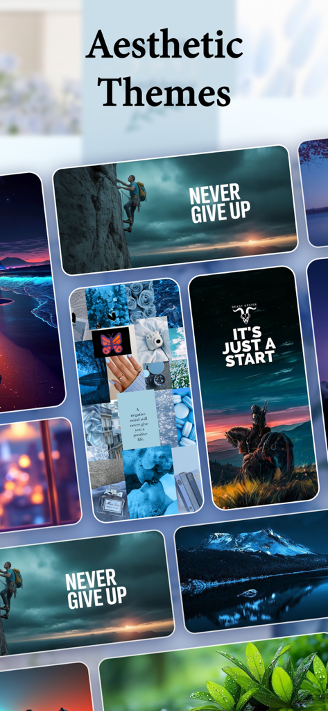 A variety of aesthetic lock screen themes and motivational wallpapers for iPhone