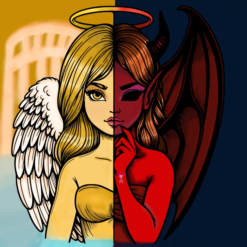 realistic angel half demon