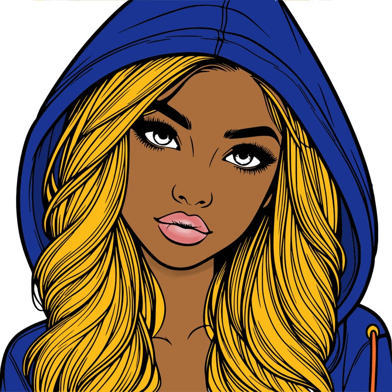 realistic beautiful girl with a hood on
