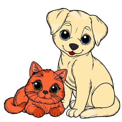 realistic cat and dog