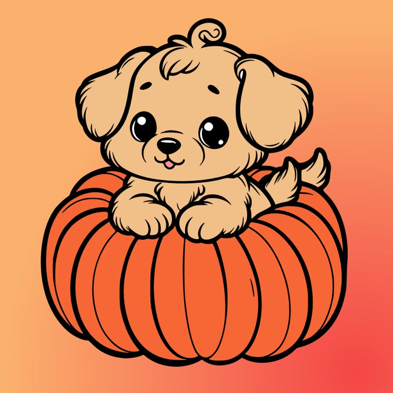 cute little puppy in a pumpkin