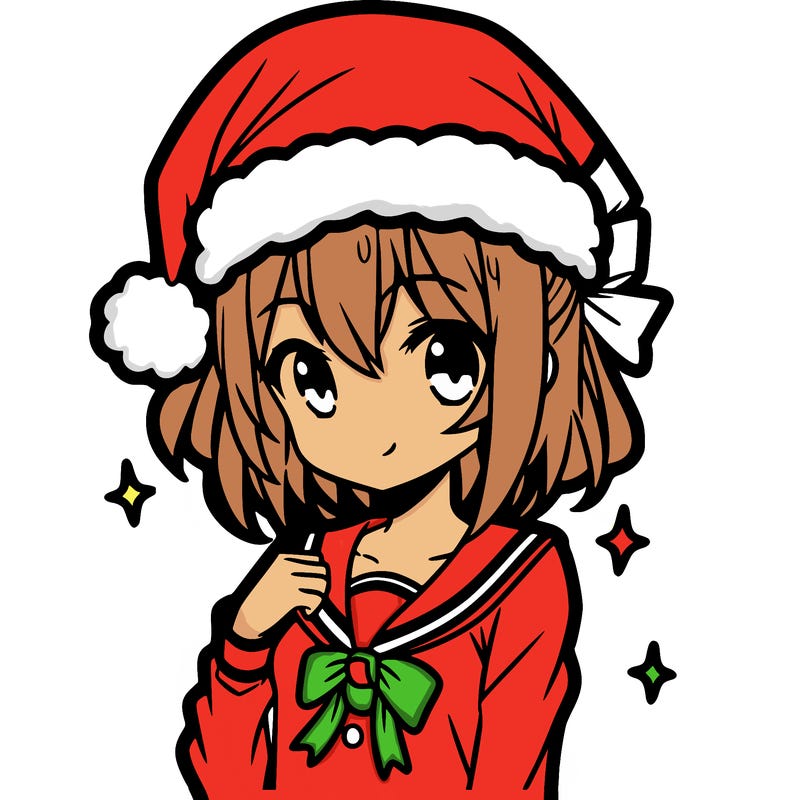 anime girl wearing a santa hat