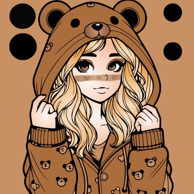 realistic girl in a animal pjs hoodie