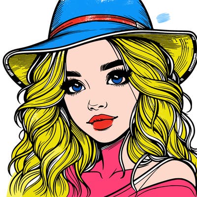 realistic girl with hat