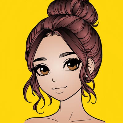 realistic pretty girl with hair in bun