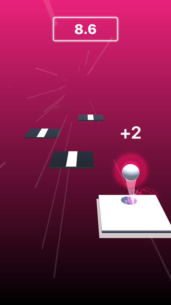 Bouncing Ball music game - White ball bouncing on tiles in a pink rhythm music game