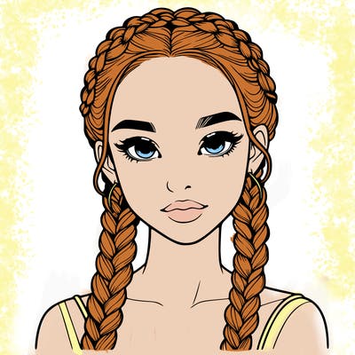 realistic girl with braids