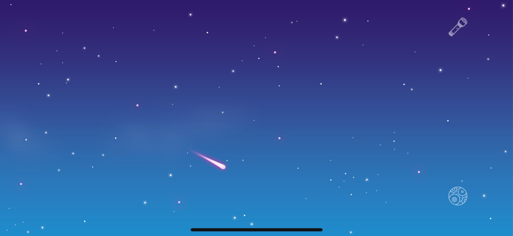 A starry night sky with a pink shooting star and ambient blue gradient background