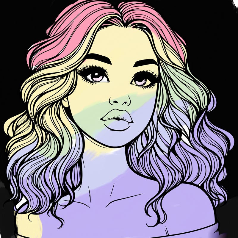 realistic girl with wavy hair and lips