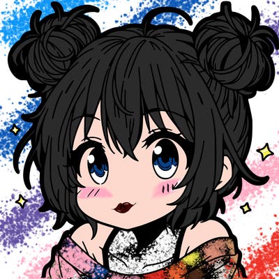 a manga girl with messy small buns