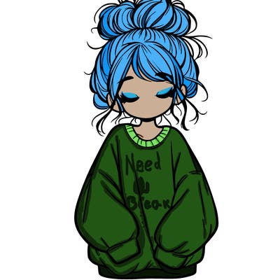 girl with baggy sweatshirt and messy bun