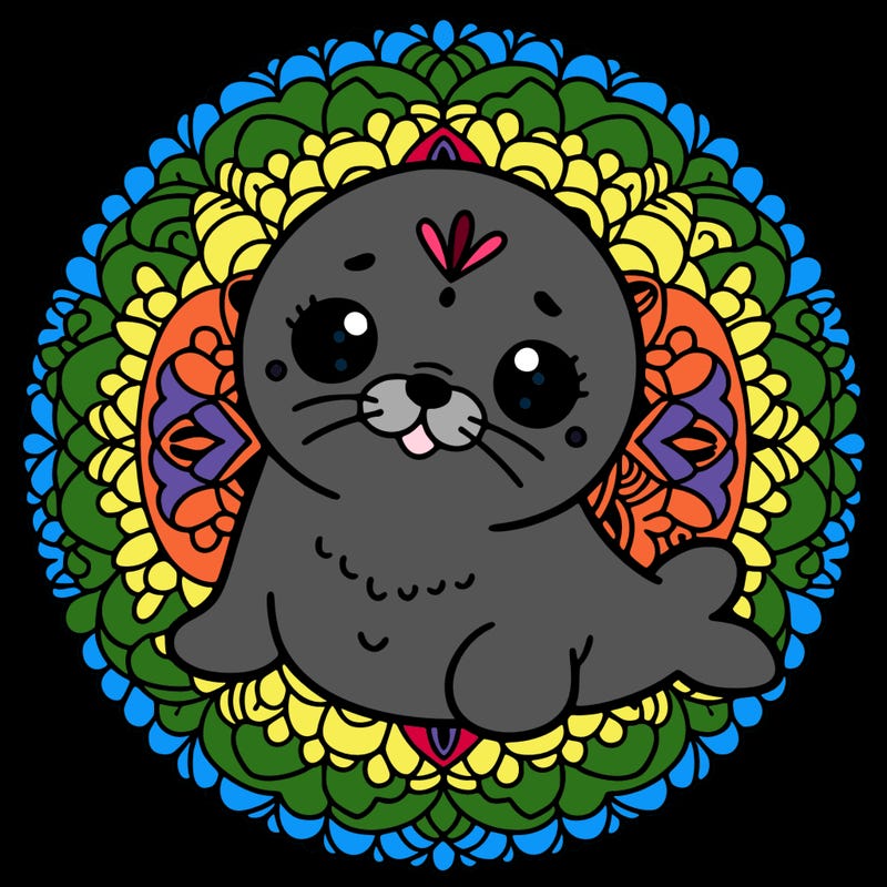 a cute baby seal mandala