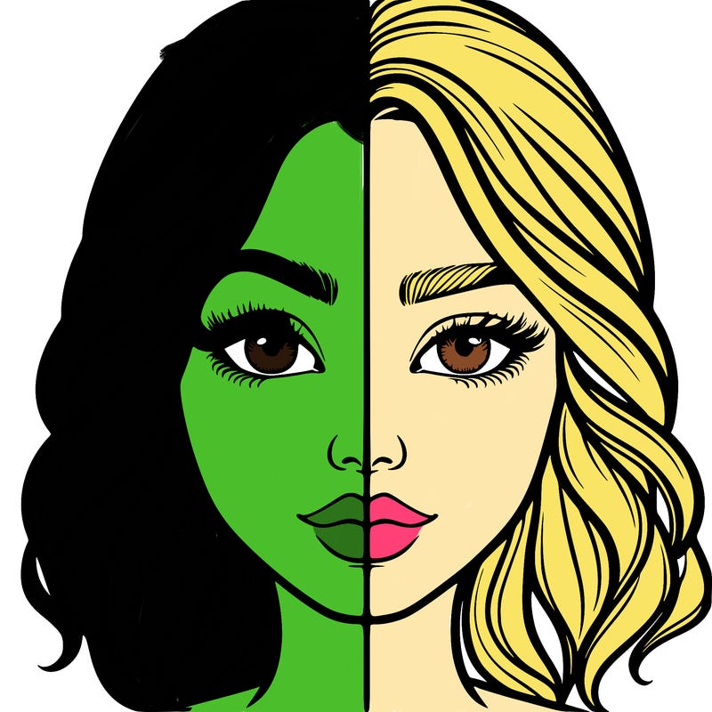 realistic girl split half