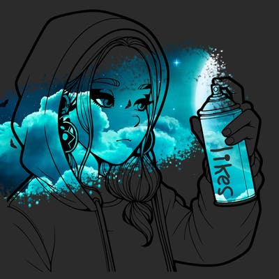 a realistic girl, spray painting