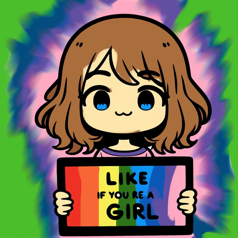 a cute girl holding a sign that says like if you’re a girl