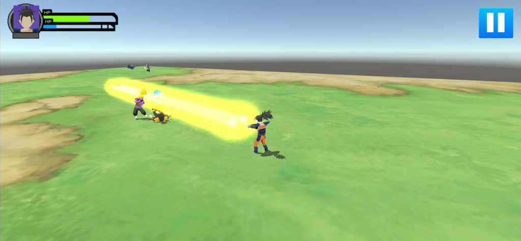 Stick Warriors 3D - Stickman character firing a large yellow energy blast at enemies in a 3D combat arena