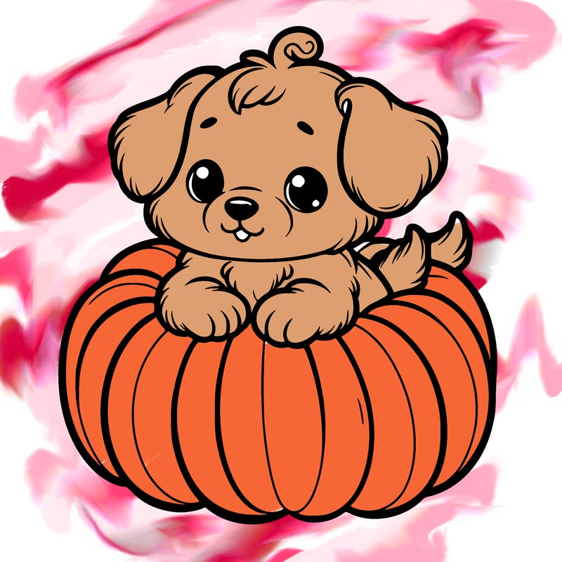 cute little puppy in a pumpkin