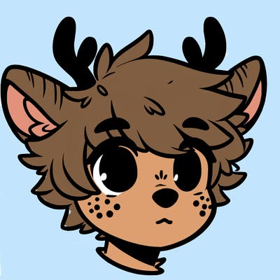 a humanoid deer with soft fluffy ears