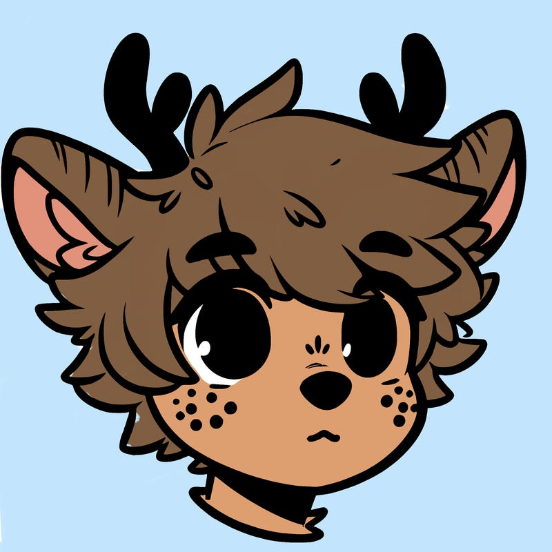 a humanoid deer with soft fluffy ears