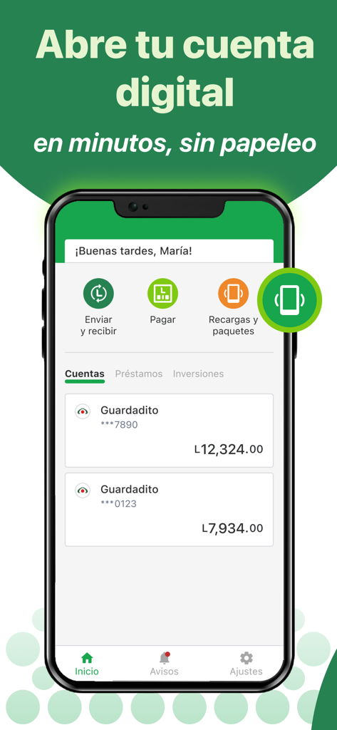 Banco Azteca Honduras - Pantalla principal de la app de Banco Azteca Honduras mostrando saldos de cuenta en Lempiras y servicios financieros