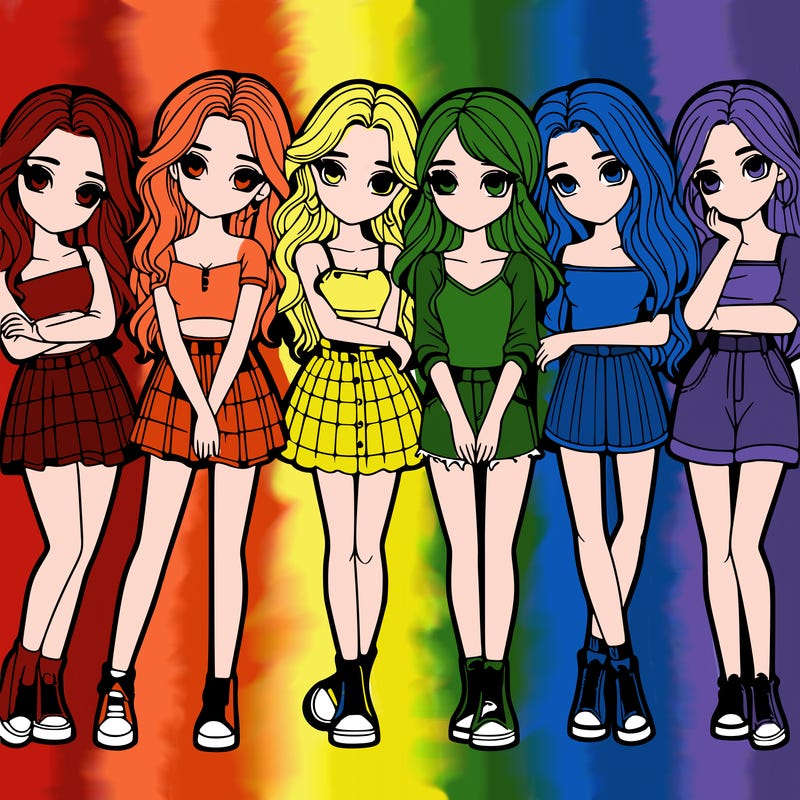 a group of girls realistic