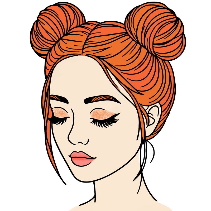 woman with hair buns