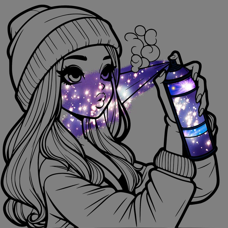 realistic girl spray painting