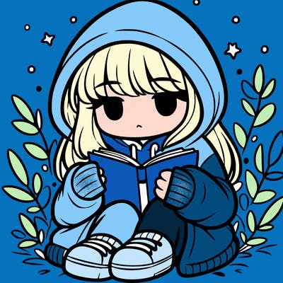 girl in oversized hoodie reading a book