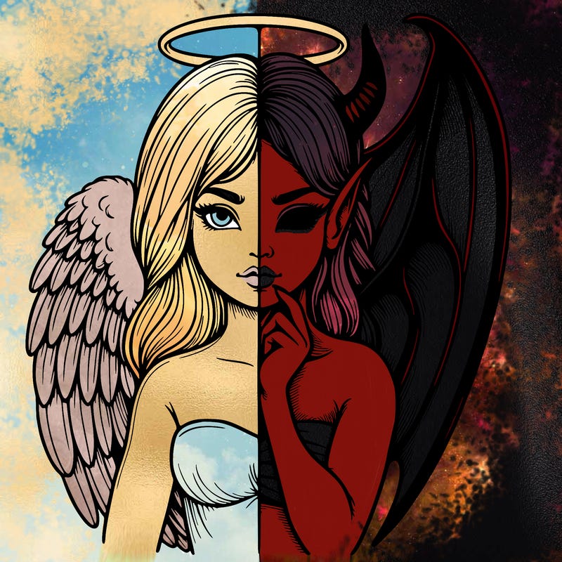 realistic angel half demon