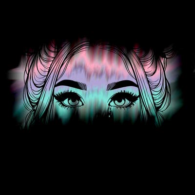 realistic girl with two buns on her hair and lips