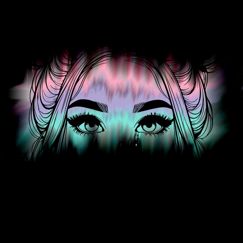 realistic girl with two buns on her hair and lips
