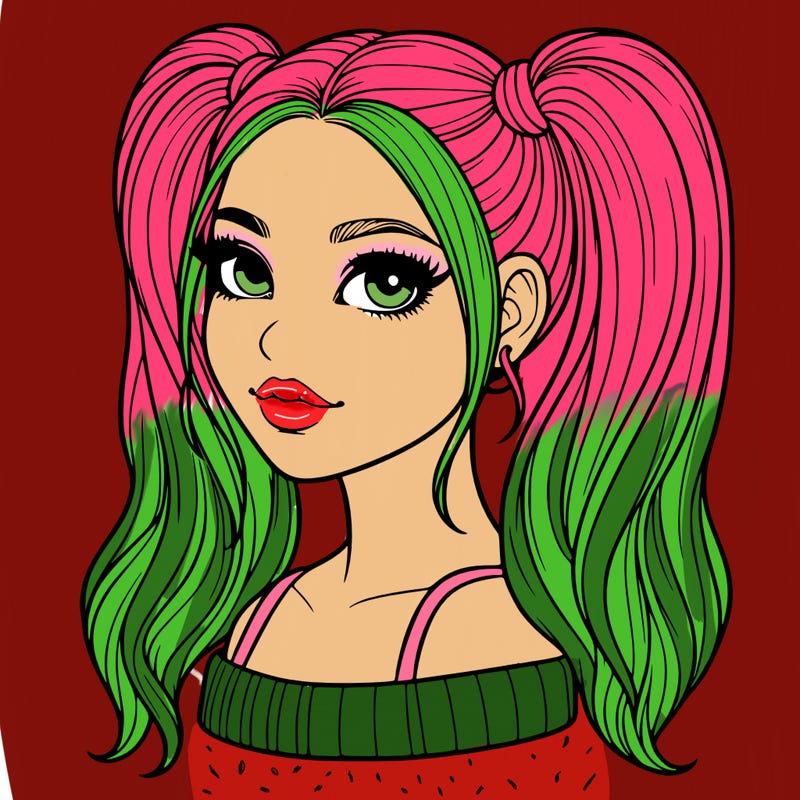 realistic woman with high pigtails